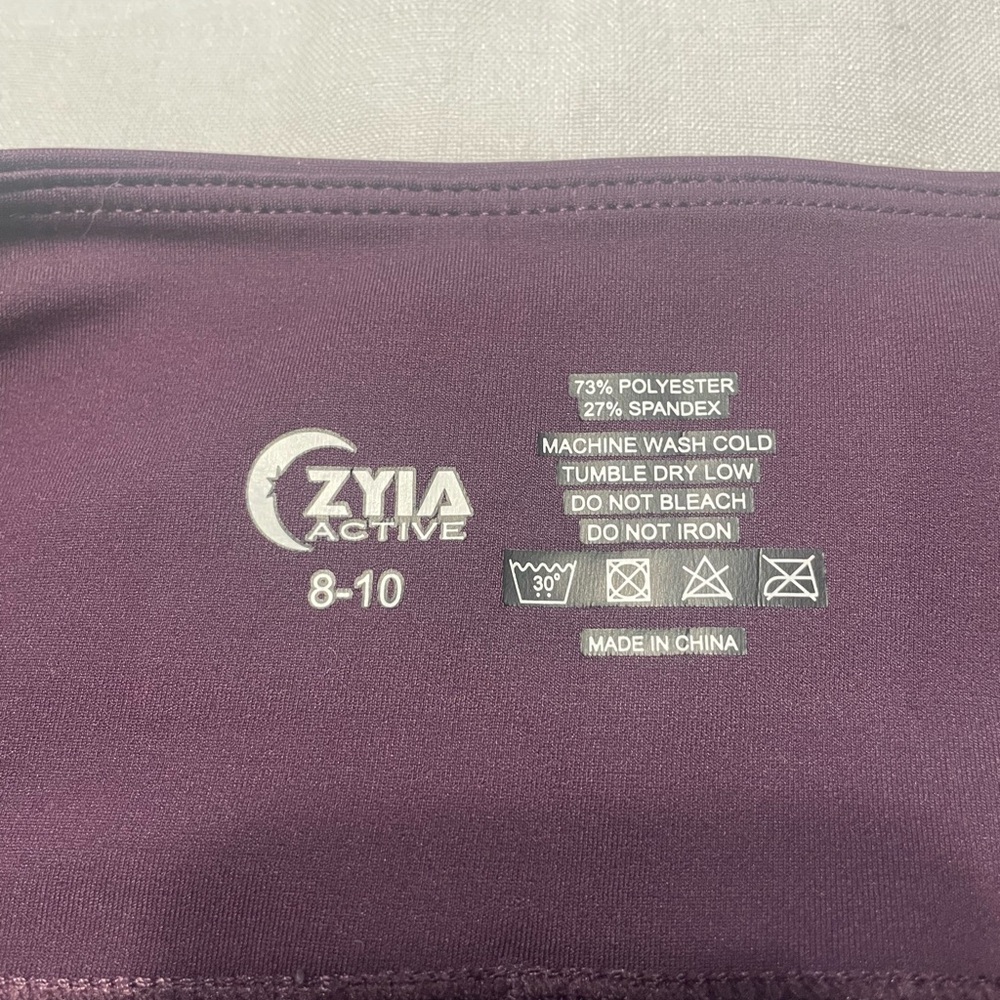 Zyia Blackberry Purple Light n Tight Hi Rise Moto Mesh Leggings Sz 8-10 - Picture 9 of 9
